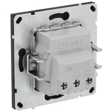 Розетка силовая KANT 2P+E защ. шторки черн. уголь DKC 7012003