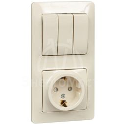 Блок комбинированный GLOSSA розетка защ. шторки с заземл. + выкл. 3-кл. беж. SchE GSL000278