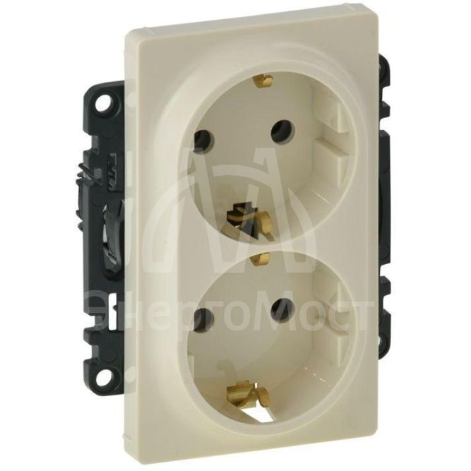 Механизм розетки 2-м СП Valena Life 16А IP20 250В 2х2К+З с лиц. панелью безвинт. зажимы сл. кость Leg 753227