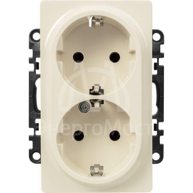 Механизм розетки 2-м СП Valena Life 16А IP20 250В 2х2К+З с лиц. панелью безвинт. зажимы сл. кость Leg 753227