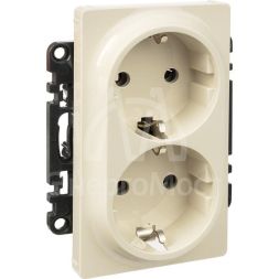 Механизм розетки 2-м СП Valena Life 16А IP20 250В 2х2К+З с лиц. панелью безвинт. зажимы сл. кость Leg 753227