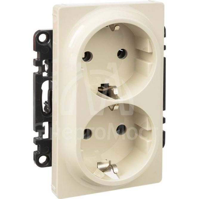 Механизм розетки 2-м СП Valena Life 16А IP20 250В 2х2К+З с лиц. панелью безвинт. зажимы сл. кость Leg 753227