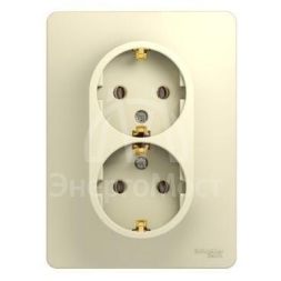 Розетка 2-м СП Glossa с заземл. в сборе беж. SchE GSL000224