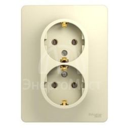 Розетка 2-м СП Glossa с заземл. в сборе беж. SchE GSL000224