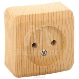 Розетка 1-м ОП Этюд Дача 16А IP20 без заземл. сосна SchE PA16-001D