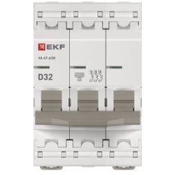 Выключатель автоматический 3п D 32А 4.5кА ВА 47-63N PROxima EKF M634332D