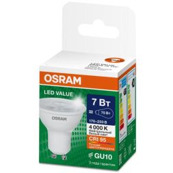 Лампа светодиодная LED G4 Value LVPAR1675 7W/940 CRI95 7Вт 4000К 700лм рефлектор прозр. GU10 170-250В OSRAM 4630557648019