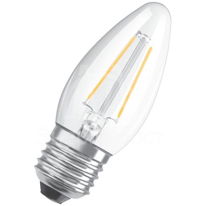 Лампа светодиодная филаментная LED STAR CLASSIC B 60 5W/827 5Вт свеча 2700К тепл. бел. E27 600лм 220-240В прозр. стекл. OSRAM 4058075212398