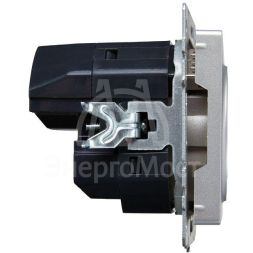 Розетка BRITE РЮш10-2-БрА 16А с USB A+A 3.1А с заземл. защ. шторки алюм. IEK BR-R14-16-U21-D31-K47