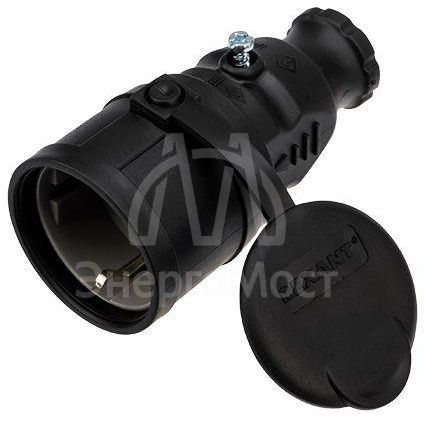 Розетка переносная влагозащ. с крышкой с/з 16А IP44 каучук Rexant 111-004