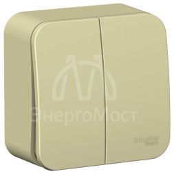 Выключатель 2-кл. ОП Blanca 10А IP20 (сх. 5) 250В с изолир. пластиной беж. SchE BLNVA105017