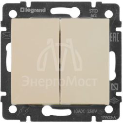 Механизм переключателя на 2 направления 2-кл. СП Valena 10А IP31 250В сл. кость Leg 774308