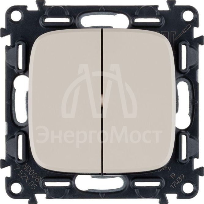 Механизм выключателя 2-кл. СП Valena Allure 10А IP20 250В с лиц. панелью безвинт. зажимы сл. кость Leg 752805