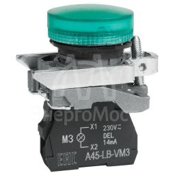 Лампа сигнальная OptiSignal D22 C4-L-M3 зел. металл 230-240VAC XB4BVM3 КЭАЗ 332174