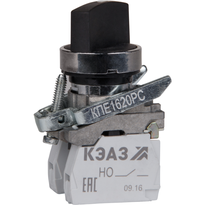Переключатель КПЕ1620РС 2но+0нз ручка фикс 2поз IP65черн. КЭАЗ 248265