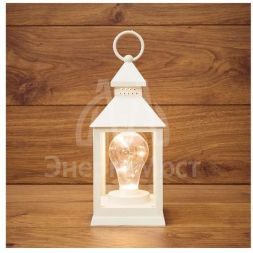 Фонарь декоративный со свечкой бел. корпус 10.5х10.5х24см тепл. бел. Neon-Night 513-052