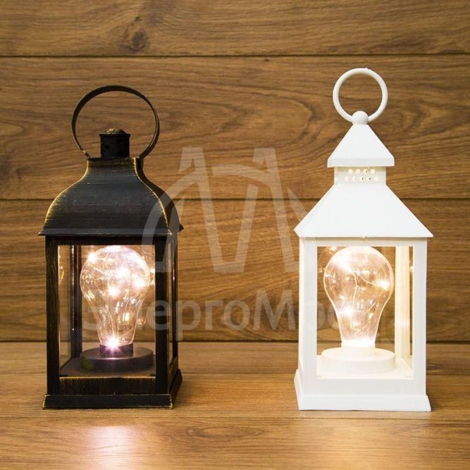 Фонарь декоративный со свечкой бел. корпус 10.5х10.5х24см тепл. бел. Neon-Night 513-052