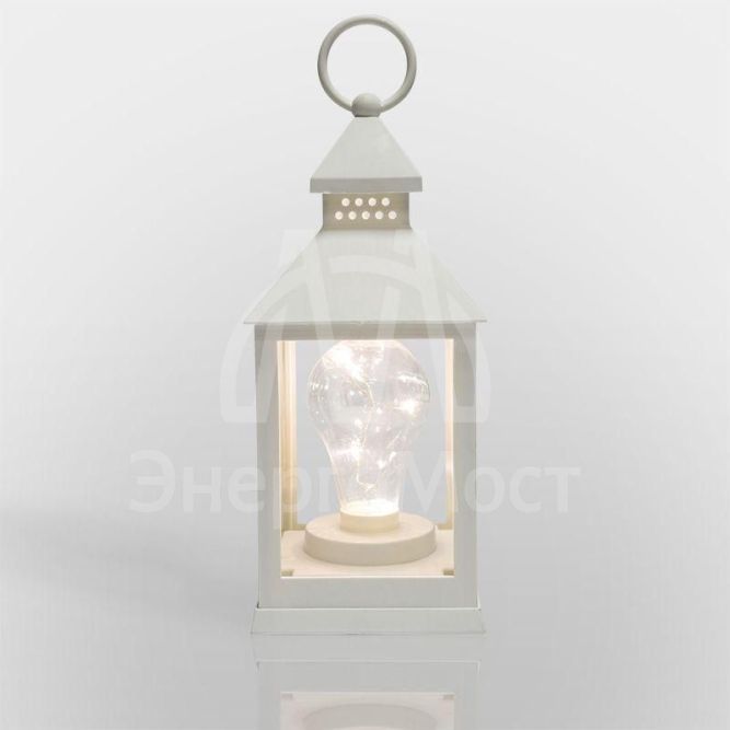 Фонарь декоративный со свечкой бел. корпус 10.5х10.5х24см тепл. бел. Neon-Night 513-052
