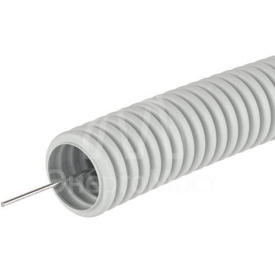 Труба гофрированная ПВХ d25мм с протяж. сер. (уп.50м) DKC 91925