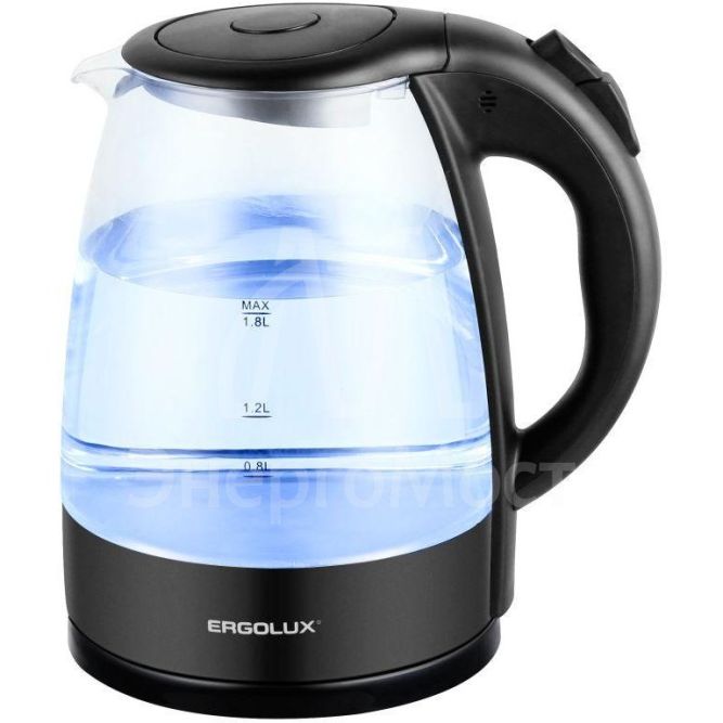 Чайник стеклянный ELX-KG03-C02 1.8л 220-230В 1800Вт черн. Ergolux 13957