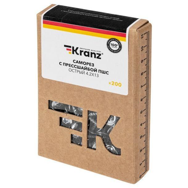 Саморез с прессшайбой ПШС острый 4.2х13 (уп.200шт) Kranz KR-01-3361-001