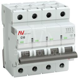Выключатель автоматический модульный 4п C 10А 6кА AV-6 AVERES EKF mcb6-4-10C-av