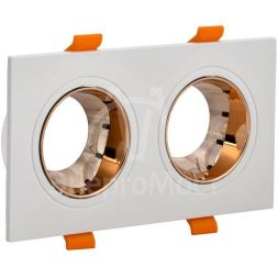 Светильник 4108 встраиваемый поворотный 2хGU10 бел./зол. пласт. IEK LT-UVB0-4108-GU10-2-K22