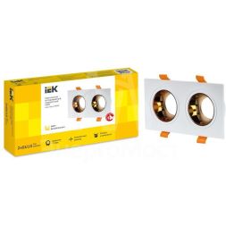 Светильник 4108 встраиваемый поворотный 2хGU10 бел./зол. пласт. IEK LT-UVB0-4108-GU10-2-K22