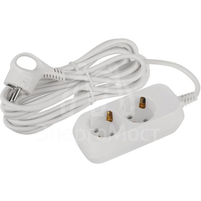 Удлинитель электрический UDL-10-250-E Greenline 2 розетки с заземлением 5м ПВС 3х0.75кв.мм Эра Б0065074