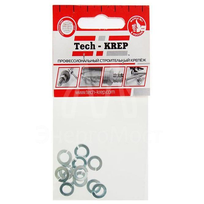 Шайба пружинная М6 цинк. DIN 127 (уп.12шт) пакет Tech-Krep 103048