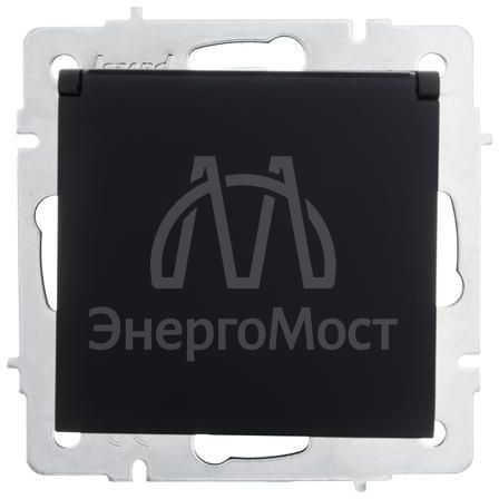 Розетка 1-м СП Vesna с заземл. с крышкой ПБТ механизм черн. бархат LEZARD 742-4288-123B