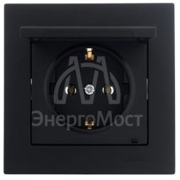 Розетка 1-м СП Vesna с заземл. с крышкой ПБТ механизм черн. бархат LEZARD 742-4288-123B