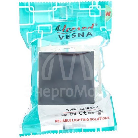 Розетка 1-м СП Vesna с заземл. с крышкой ПБТ механизм черн. бархат LEZARD 742-4288-123B