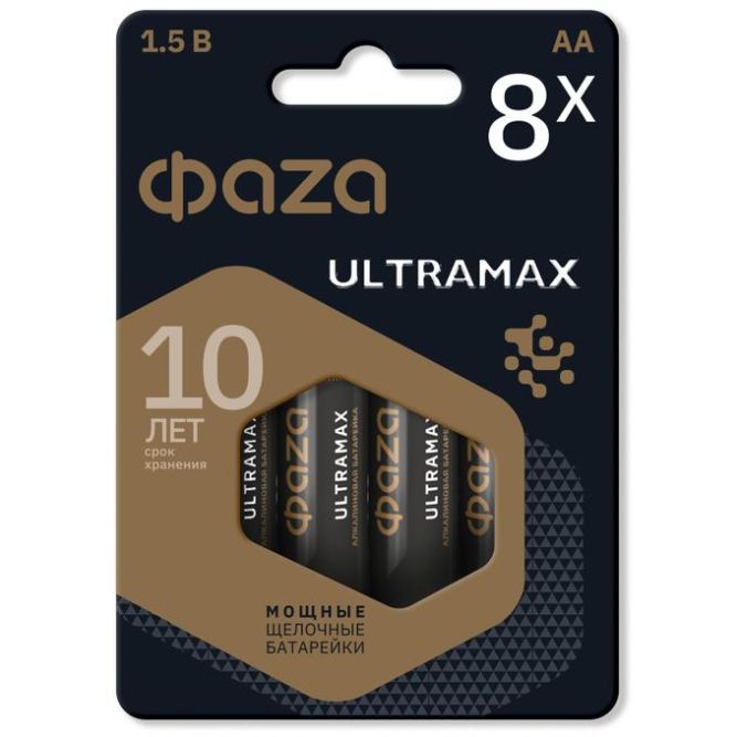 Элемент питания алкалиновый AA/LR6 1.5В ULTRAMAX BL-8 (уп.8шт) ФАZА 5064676