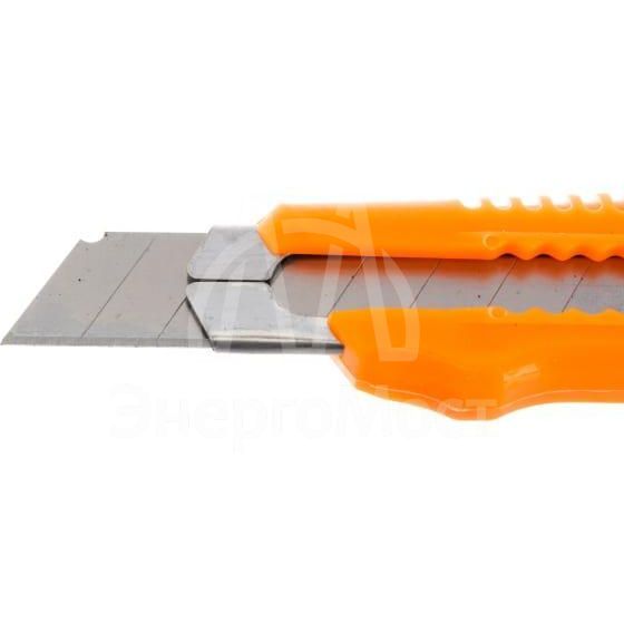 Нож с выдвижным лезвием 18мм пластик. корпус металлическая направляющая Вихрь 73/10/10/2