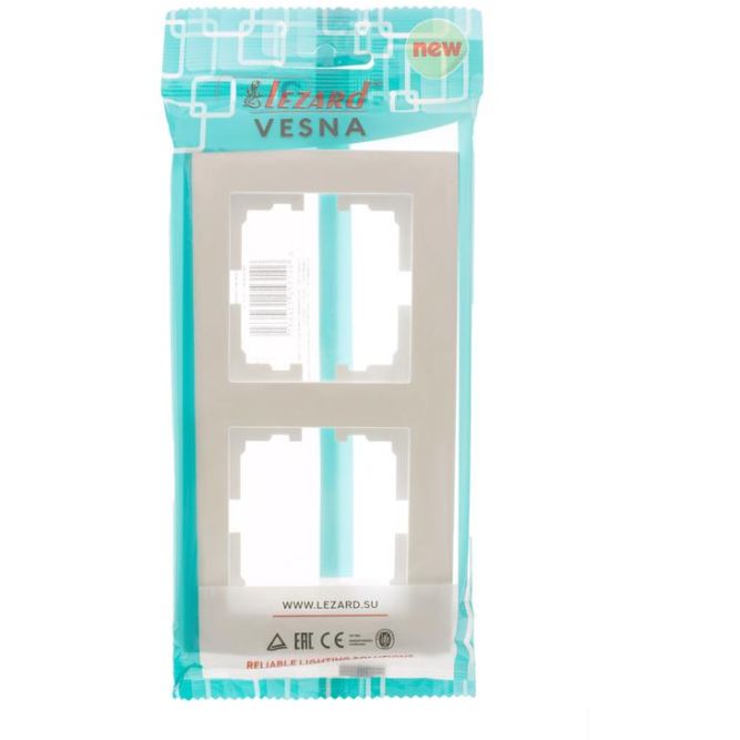 Рамка 2-местн. горизонт. VESNA жемчуж./бел. перламутр LEZARD 742-3000-147