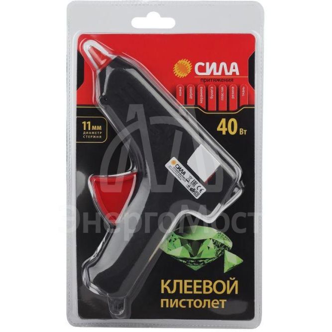 Термопистолет клеевой SGG40-01 40Вт под стержень 11мм (в комл. 11ммх7cм 2ш) (24/1152) СИЛА Б0046683