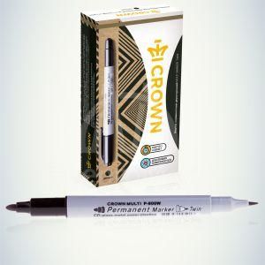 Маркер перманентный двухсторонний &amp;quot;Multi Marker Twin&amp;quot; пулевидный 2мм/1мм черн. Crown Б0048242