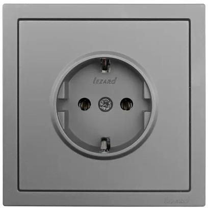 Розетка 1-мест. с/з ПБТ СП ZIMA IP20 16А безвинт. зажим сер. матов. LEZARD 704-7488-122BQC