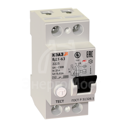Выключатель дифференциального тока (УЗО) 2п 40А 30мА тип AC ВД1-63 2240 УХЛ4 КЭАЗ 221905