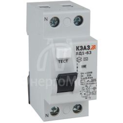 Выключатель дифференциального тока (УЗО) 2п 40А 30мА тип AC ВД1-63 2240 УХЛ4 КЭАЗ 221905