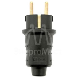Вилка прямая 16А IP44 2P+PE 230В каучук EKF RPS-011-16-230-44