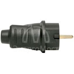 Вилка прямая 16А IP44 2P+PE 230В каучук EKF RPS-011-16-230-44