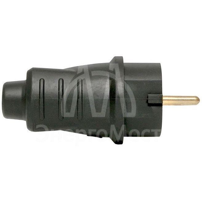 Вилка прямая 16А IP44 2P+PE 230В каучук EKF RPS-011-16-230-44