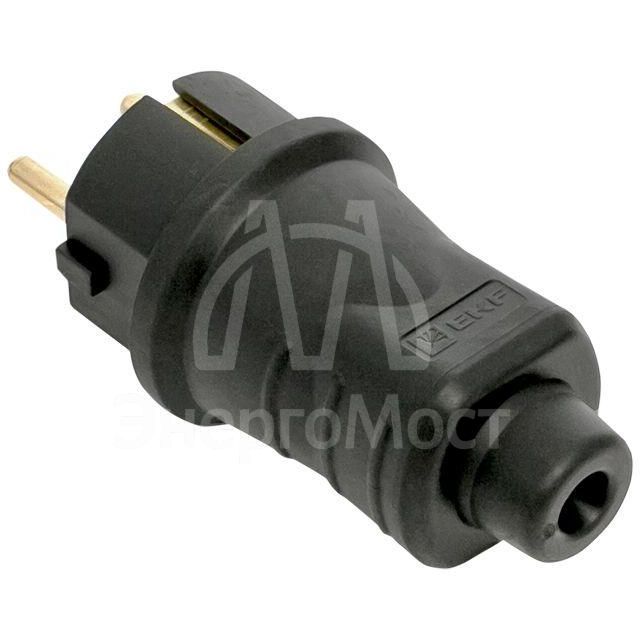 Вилка прямая 16А IP44 2P+PE 230В каучук EKF RPS-011-16-230-44
