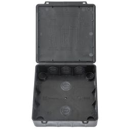 Коробка распределительная 100х100х30 (HF) двухкомп. Безгалоген. для прям. монтажа черн. (уп.48шт) Промрукав 60-0302-9005