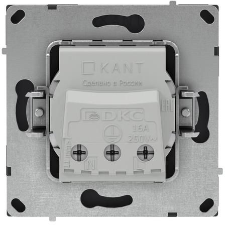 Розетка силовая KANT 2P+E без шторки черн. уголь DKC 7012033