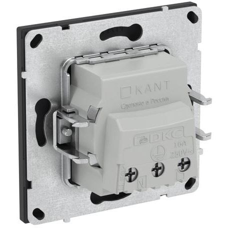 Розетка силовая KANT 2P+E без шторки черн. уголь DKC 7012033