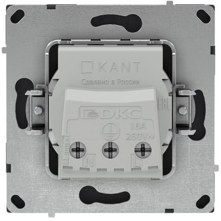 Розетка силовая KANT 2P+E без шторки черн. уголь DKC 7012033
