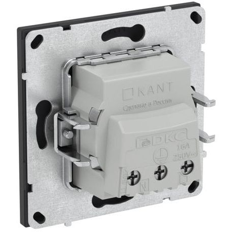 Розетка силовая KANT 2P+E без шторки черн. уголь DKC 7012033